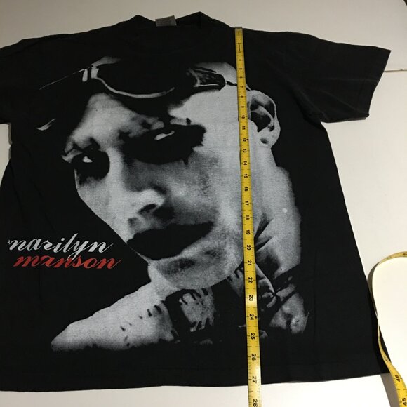 Marilyn Manson Big Face Faded Black T-Shirt Large Modern - Picture 6 of 6